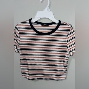 2/$12 Shein Striped Ribbed Cropped Tee Size: M